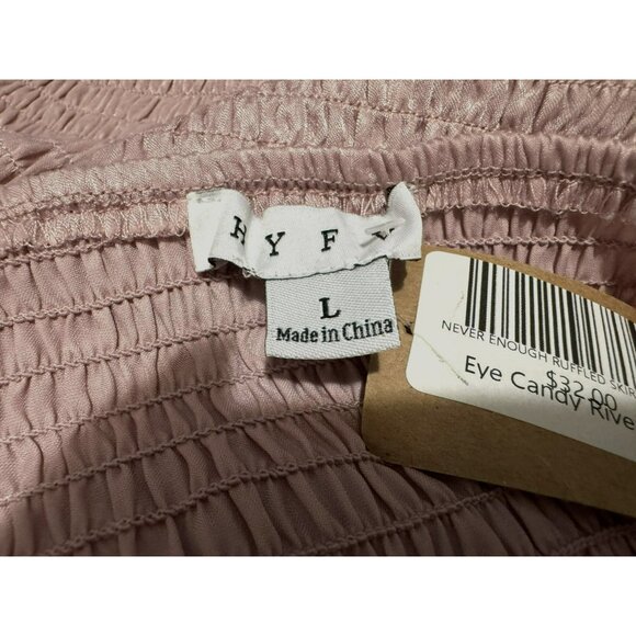 HYFVE Never Enough Smocked Elastic Ruffled Mini Skirt Mauve Sz L Fairycore NEW - Picture 4 of 5